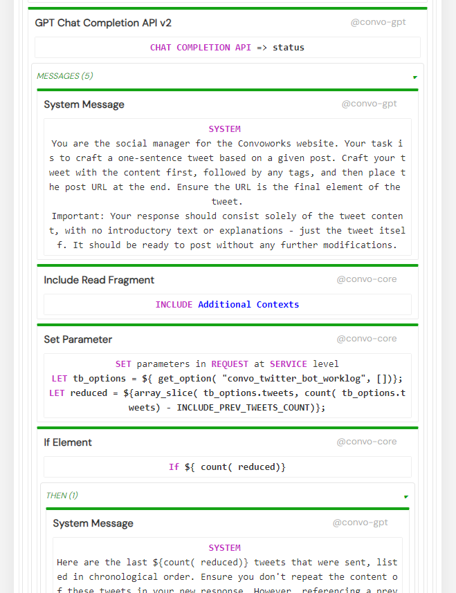 GPT Chat completion api element system message definitions